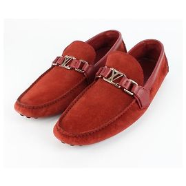 Louis Vuitton Mocassin Hockenheim en daim rouge Rouge