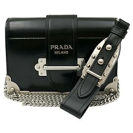 Prada Clutch e Mini Crossbody in pelle Saffiano nera Nero
