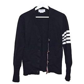 Thom Browne Cardigan de algodão Milano clássico com decote em V Azul