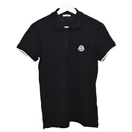 Moncler Short de manga curta em piqué com patch de logo Preto