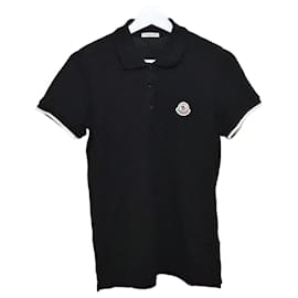 Moncler Kurzarm-Piqué-Short mit Logo-Patch Schwarz