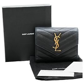 Saint Laurent Matelassé Compact Wallet Black Black