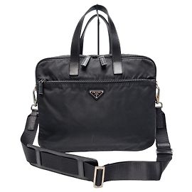 Prada Saffiano Briefcase Black Black