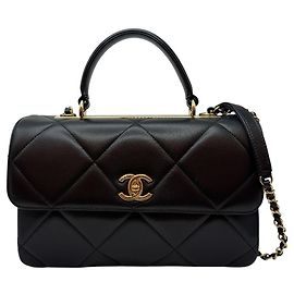 Chanel Trendy CC Medium Lammleder Flap Chain Schultertasche Schwarz Schwarz