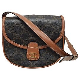 Céline Mini bolsa transversal Versace em lona Triomphe e couro de bezerro Tan Marrom