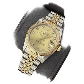 Rolex Datejust Medium Ten Point Diamond Combi Dourado