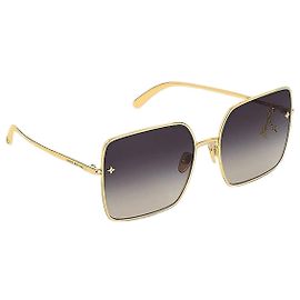 Louis Vuitton Square Sunglasses with Gold Tone Frame Golden