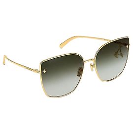 Louis Vuitton Cat Eye Sunglasses with Gold Tone Metal Frame Golden
