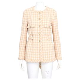 Chanel Cotton Tweed Ecru Women's Jacket White