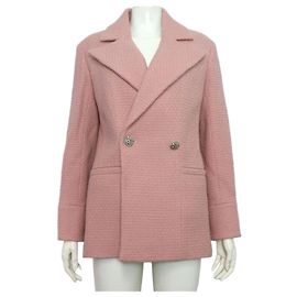 Chanel Stone Button Tweed Women's Jacket Season Pink