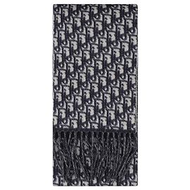 Dior Cachecol de Cashmere Oblique Navy Azul