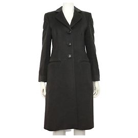 Armani Cashmere Blend Women's Single Long Coat Jacket Black
