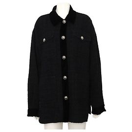Miu Miu Overshirt Women's Jacket Black Tweed Black