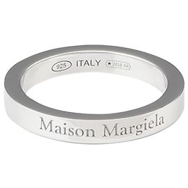 Maison Martin Margiela Slim Silver Ring with Logo Engraving Brown