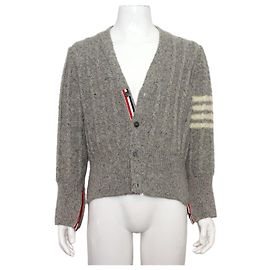Thom Browne Strickjacke aus Wollmischung mit Zopfmuster für Herren Braun