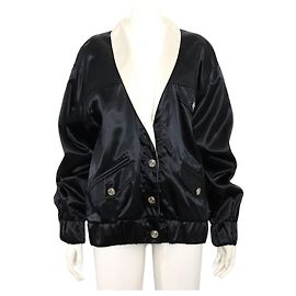 Chanel Giacca bomber in nylon nero da donna di stagione Nero