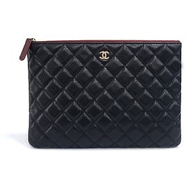 Chanel Caviar New Medium Clutch Black Black