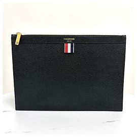 Thom Browne Three Stripe Clutch Bag Black Small Black