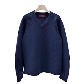Gucci Strickpullover mit V-Ausschnitt Navy Blau