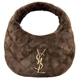 Saint Laurent Bolsa de alça superior em camurça acolchoada Marrom