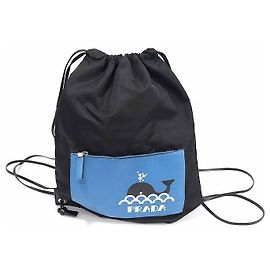 Prada Sac à dos à cordon en nylon Saffiano noir avec motif baleine Noir
