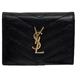 Saint Laurent Monogram Women's Compact Wallet Black Black