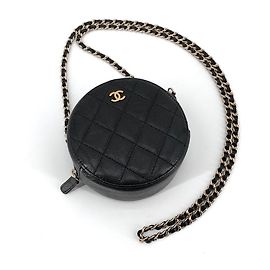 Chanel Bolsa transversal redonda em caviar Preto