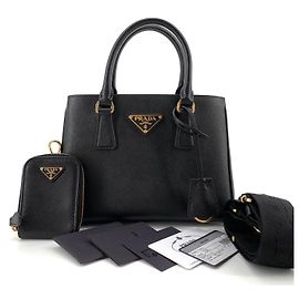 Prada Mini borsa a tracolla Saffiano Galleria Nero