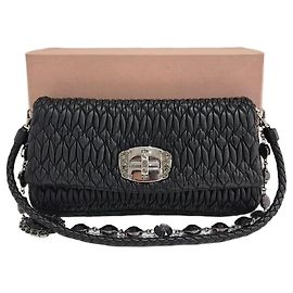Miu Miu Iconic Crystal Cloke Matelassé Shoulder Bag Silvery