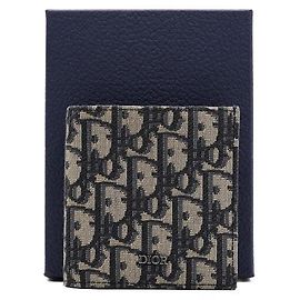 Dior Tarjetero vertical en jacquard Oblique Negro