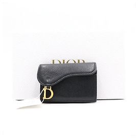 Dior Leather Saddle Small Flap Card Holder Black