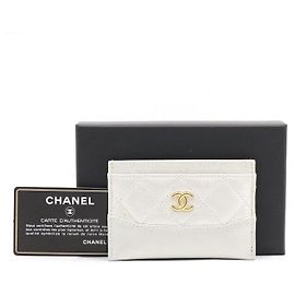 Chanel Gabrielle Gold CC Card Holder Wallet Brown