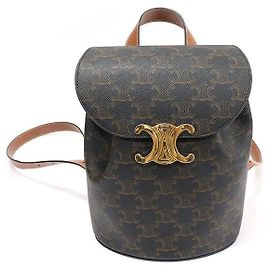 Céline Mochila Bonny em Canvas Triomphe e couro de bezerro Tan Marrom