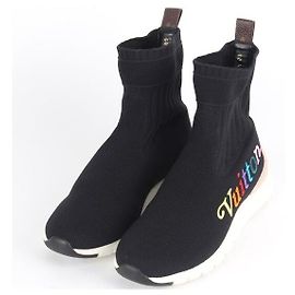 Louis Vuitton Regenbogen-Initialen Strick-Sneaker Schwarz