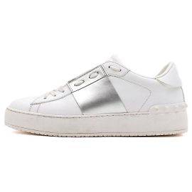 Valentino Rockstud Hidden Silver Band Damen Sneaker Weiß