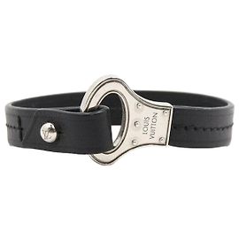 Louis Vuitton Bracciale Archive in pelle nera da uomo Nero