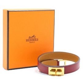 Hermès Drag Double Tour Gold Logo Double Strap Bracelet Red