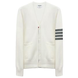 Thom Browne Diagonal Armband Milano Cardigan Weiß Weiß