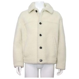 Prada Mustang Lederjacke mit Shearling für Herren Weiß