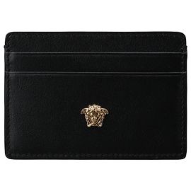 Versace La Medusa Leather Card Holder Black Gold Black