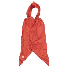 Chanel Pañuelo scrunchie de algodón rojo para mujer Roja