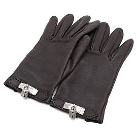 Hermès Luvas Kelly em couro marrom para mulheres Marrom