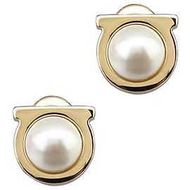 Salvatore Ferragamo Orecchini Gancini Pearl Gold Multicolore