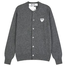 Comme Des Garcons Strickjacke White Heart Grau Braun