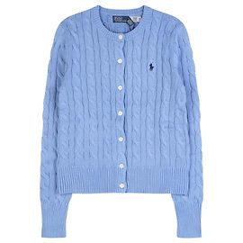 Ralph Lauren Strickjacke mit Zopfmuster und besticktem Logo für Damen Blau Blau
