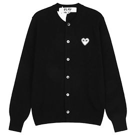 Comme Des Garcons Strickjacke White Heart Black Schwarz