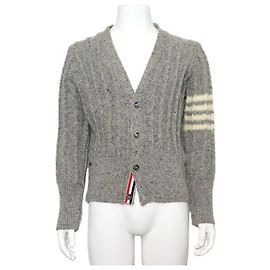 Thom Browne Grauer Wollcardigan für Herren Braun