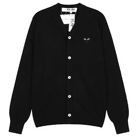 Comme Des Garcons Strickjacke mit V-Ausschnitt und schwarzem Herz Schwarz