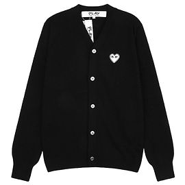 Comme Des Garcons Strickjacke White Heart Schwarz Schwarz