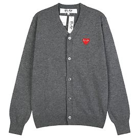 Comme Des Garcons Strickjacke mit V-Ausschnitt Red Heart Grau Braun